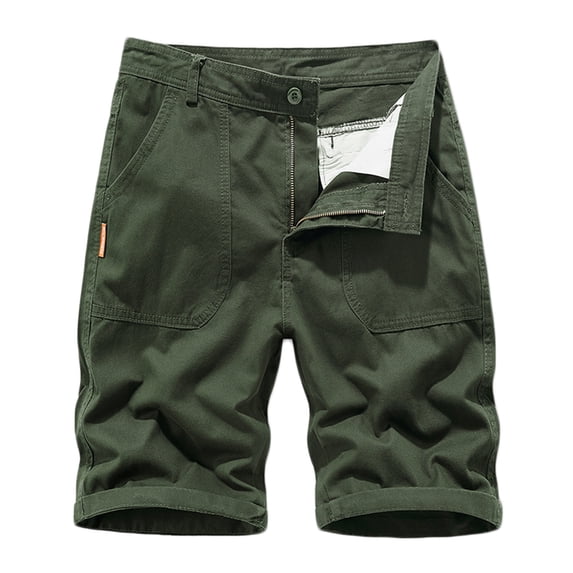YLSDY Men's Cargo Shorts Lightweight Multi Pocket Casual Short Pants with No Belt Button Zipper Stretch Trendy Summer Solid Beach Shorts Pants Army Green 10
