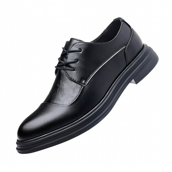 YLSDL Men's Classic Brogue Shoes Faux Leather Oxford Shoes Vintage Lace Up Low Heel Dress Shoes Black 6.5