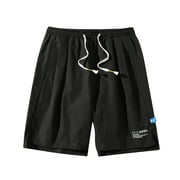YLSDL Men's Elastic Waist Pockets Shorts Loose Fit Solid Color Casual Drawstring Short Pants with Pockets Cozy Outdoor Shorts Black XXL