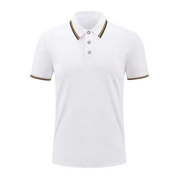 YLSDL Men's Golf Tennis Shirts Solid Color Casual Business Tees Raglan Short Sleeve Blouse Lapel Collar Buttons Tops Big & Tall Slim Fit Skinny Fitness T-shirts Trendy White XXXXL