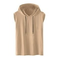 thumbnail image 1 of YLSDY Men's Hoodie Tank Tops Casual Solid Color Sleeveless T-Shirt Oversize Streetwear Fitness Bodybuilding Shirts with Adjustable Drawstring Khaki M, 1 of 5