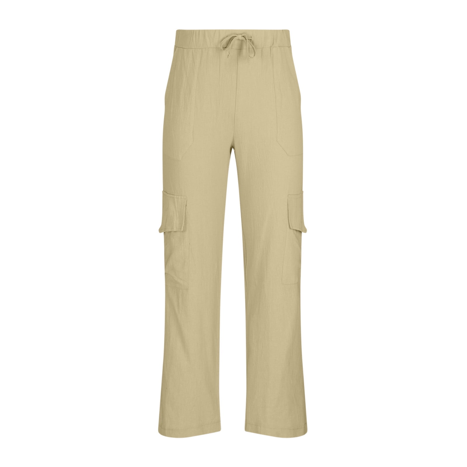 YLSDY Men's Linen Cargo Pants with Pockets Straight Fit Flat Front ...