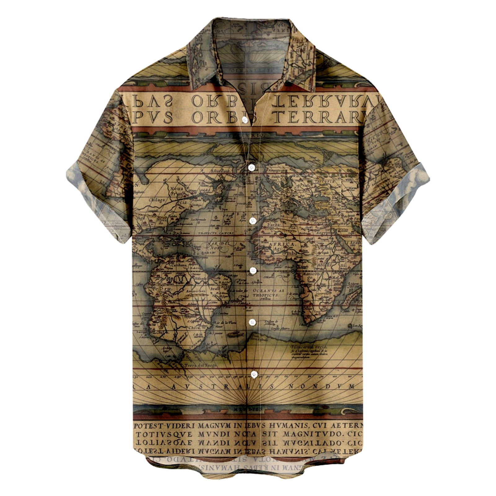 YLSDL Men's Loose Lightweight Holidays T-Shirts World Map Print Tees ...