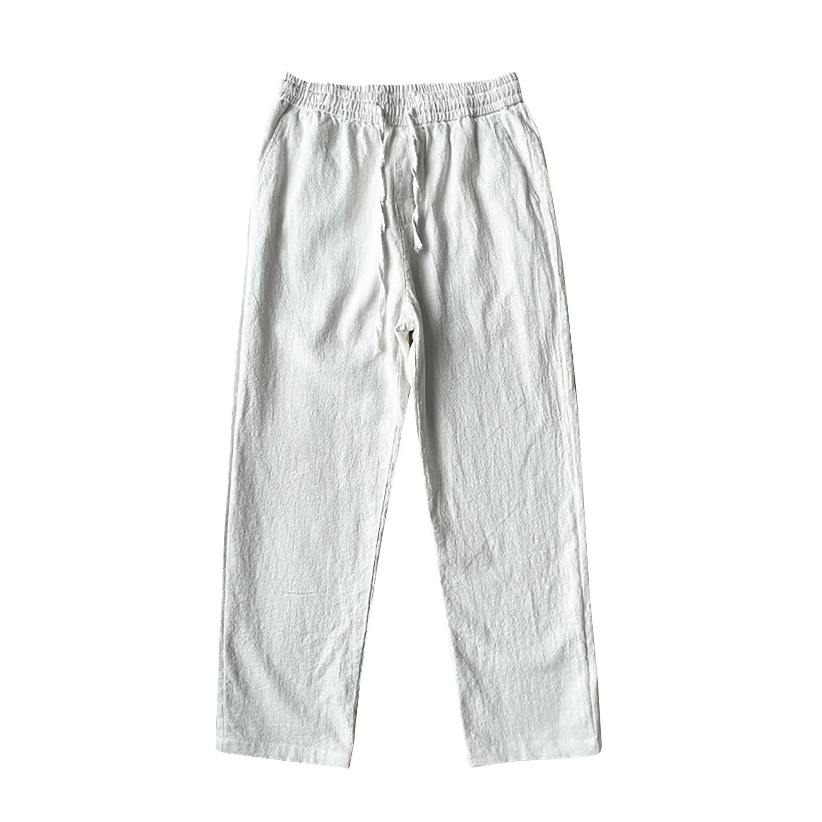 YLSDL Men's Nine-Quarter Pants Straight Leg Cotton Drawstring Trousers ...