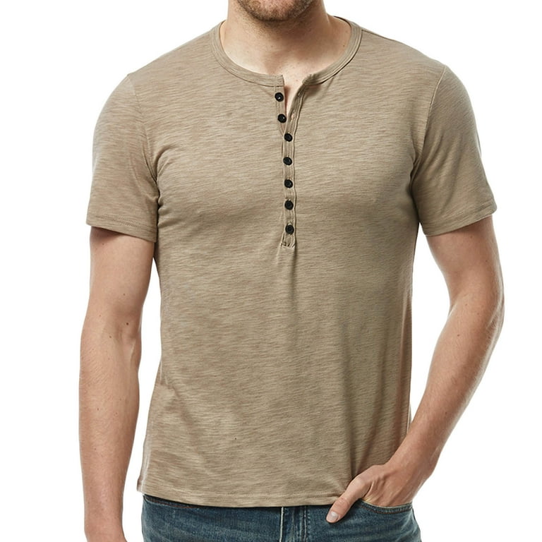 Khaki henley shirt shop