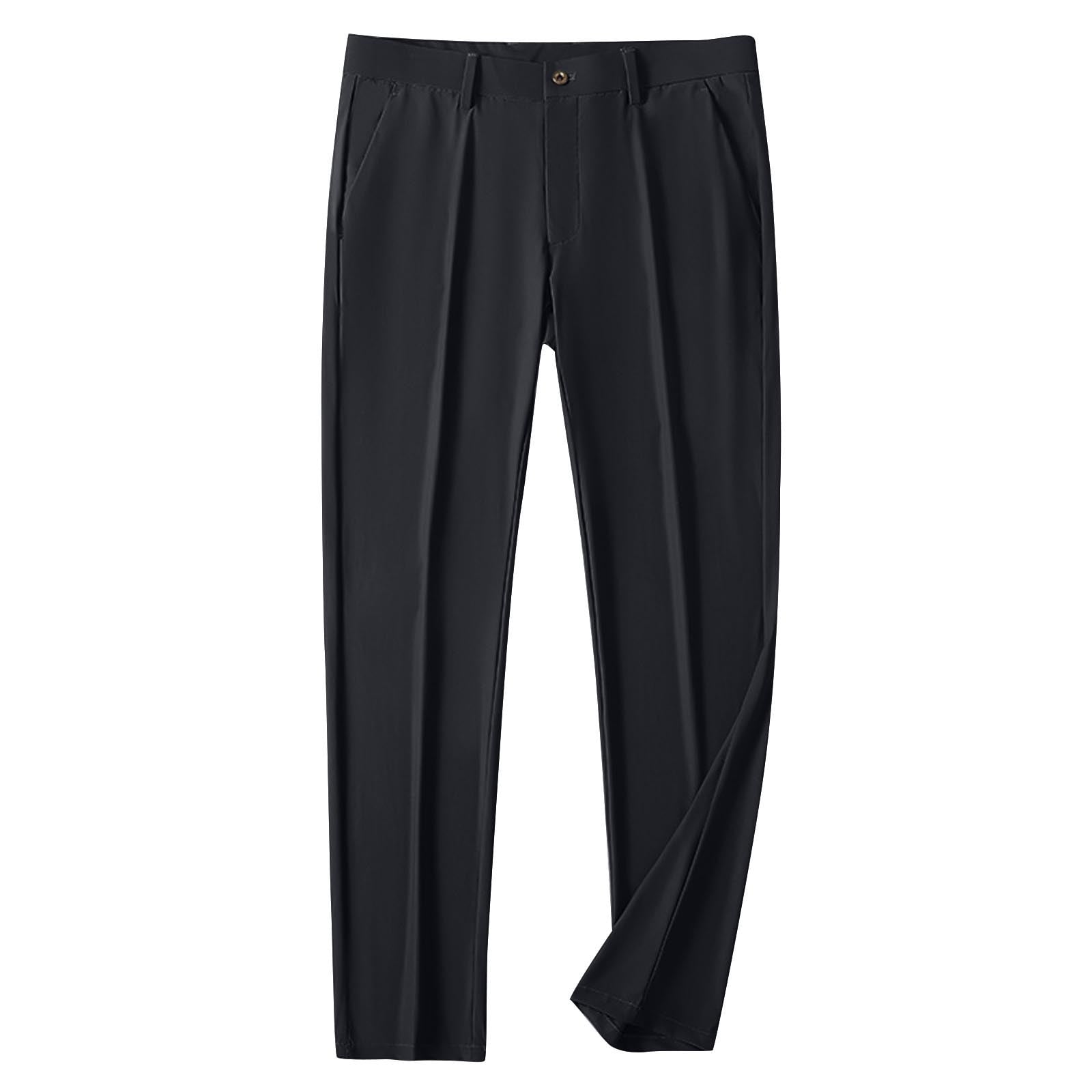 YLSDY Men's Straight Business Dress Pants Stretch Comfort Fit Flat ...