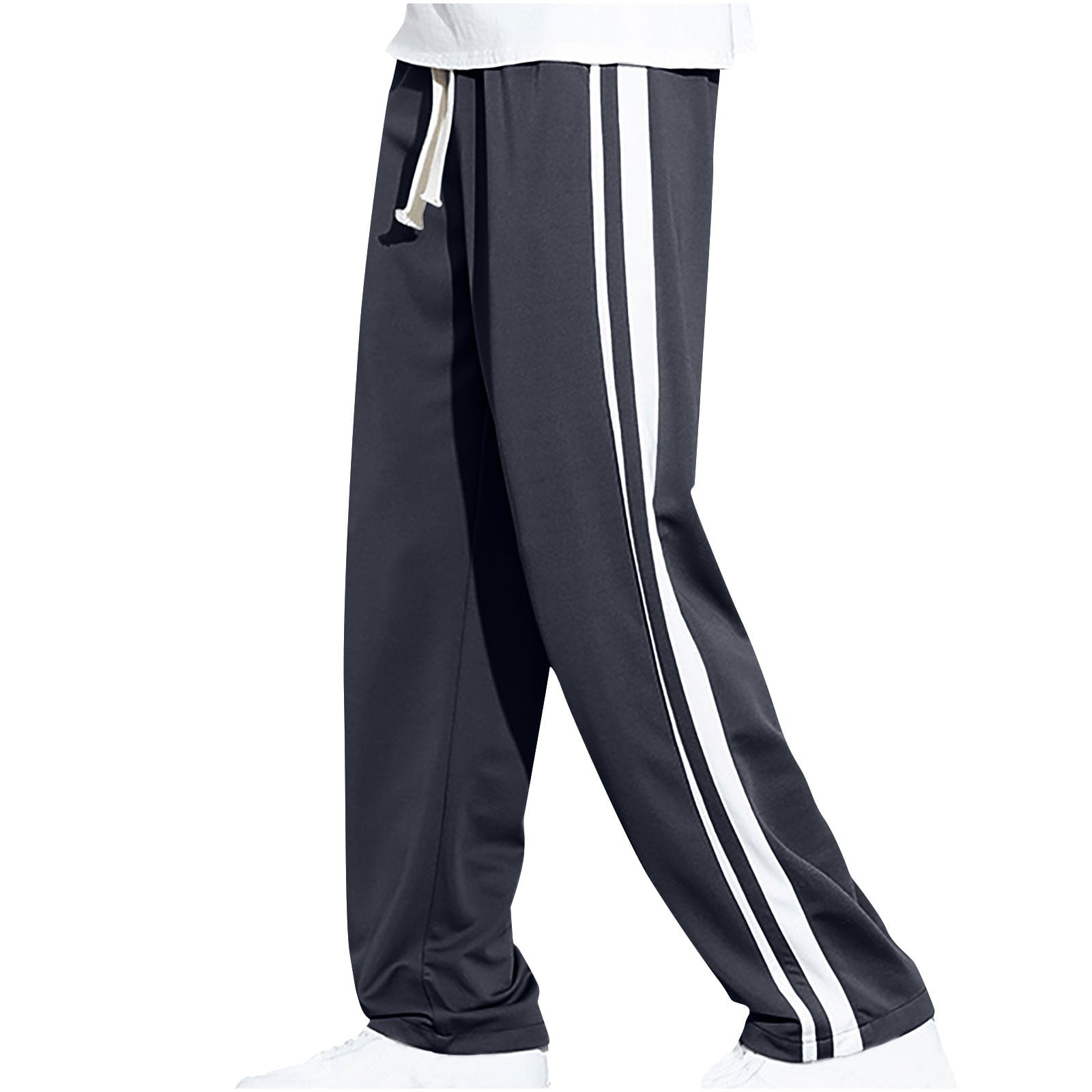 YLSDY Men's Straight Leg Pants with Side Stripe Drawstring YLSDY Men's Straight Leg Pants with Side Stripe Drawstring