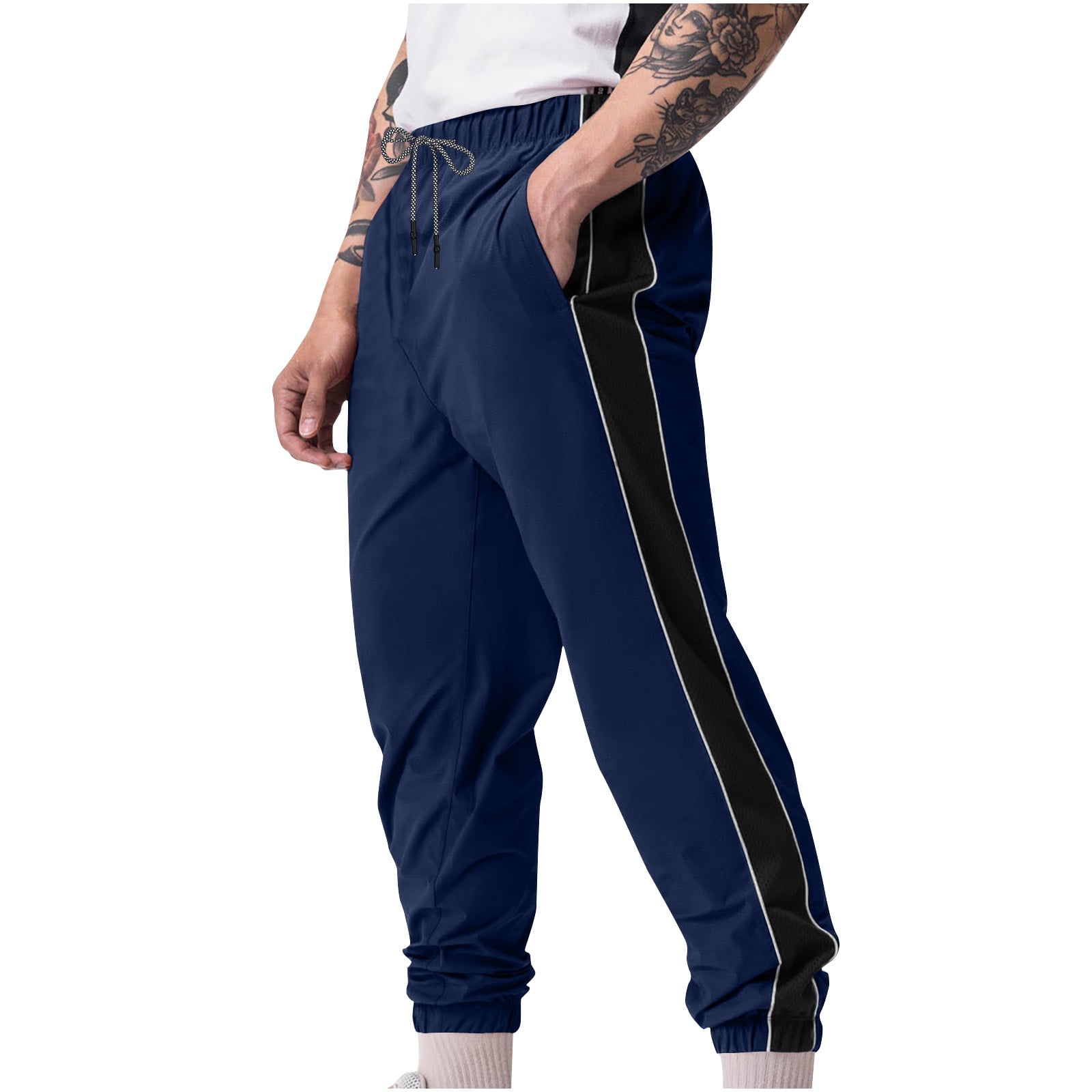 YLSDL Men's Striped Sweatpants with Pockets Relaxed Fit Casual Athletic Gym Joggers Track