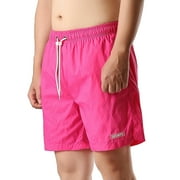 YLSDL Men's Summer Beach Bathing Board Shorts Elastic Waist Drawstring Short Pants with Pockets 2024 Comfortable Stylish Solid Color Shorts Hot Pink XL