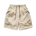 thumbnail image 1 of YLSDY Men's Summer Cargo Shorts Multi Pockets Drawstring Elastic Waist Quick Dry Beach Shorts Beige L, 1 of 4
