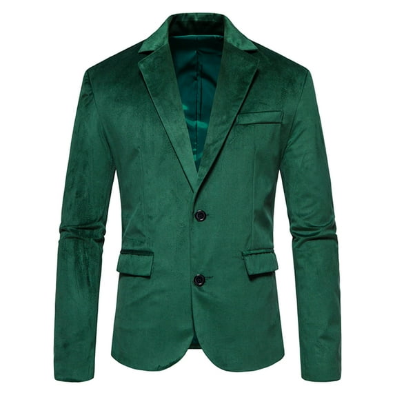 YLSDL Men's Velvet Blazer Jacket Slim Fit Business Suit One Button Tuxedo Party Wedding Prom Blazer Green S