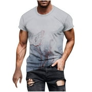 YLSDL Mens Tshirts Big And Tall Short Sleeve Shirts Fashion Cool Style 3D Marble Printed Relaxed Fit Round Neck Lightweight Soft Trendy Pullover Tees Tops Silver 4