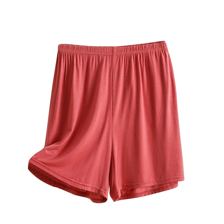 YLSDY Plus Pajama Shorts for Women Soft Sleep Boxers High Waisted Pleated Lounge Solid Thin Style Casual Pajamas Loose Size Home Pants Red 14