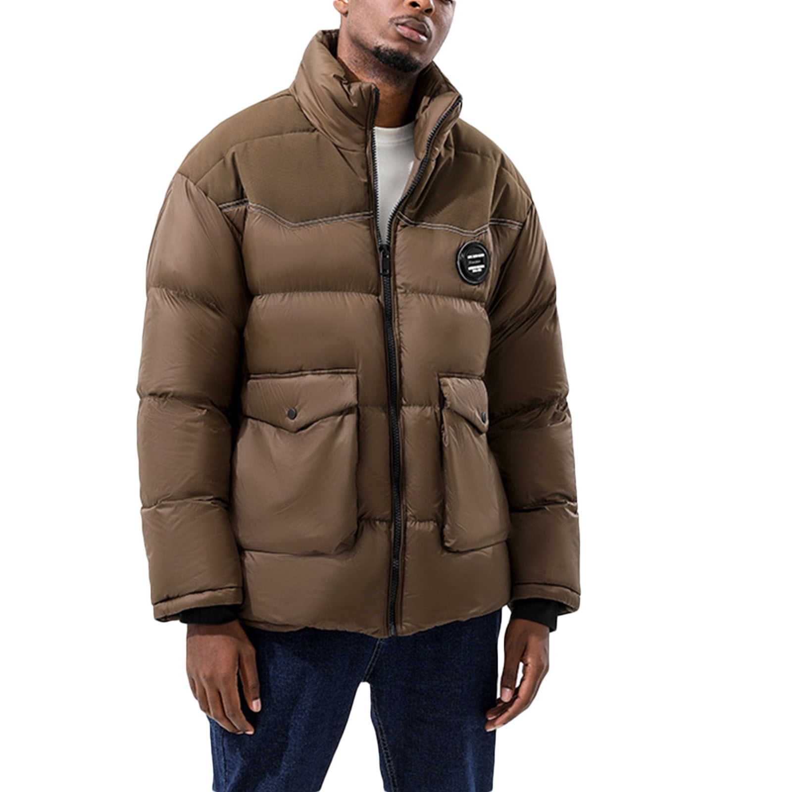 YLSDL Rollback Men's Winter Warm Down Jacket Stand Collar Thickened