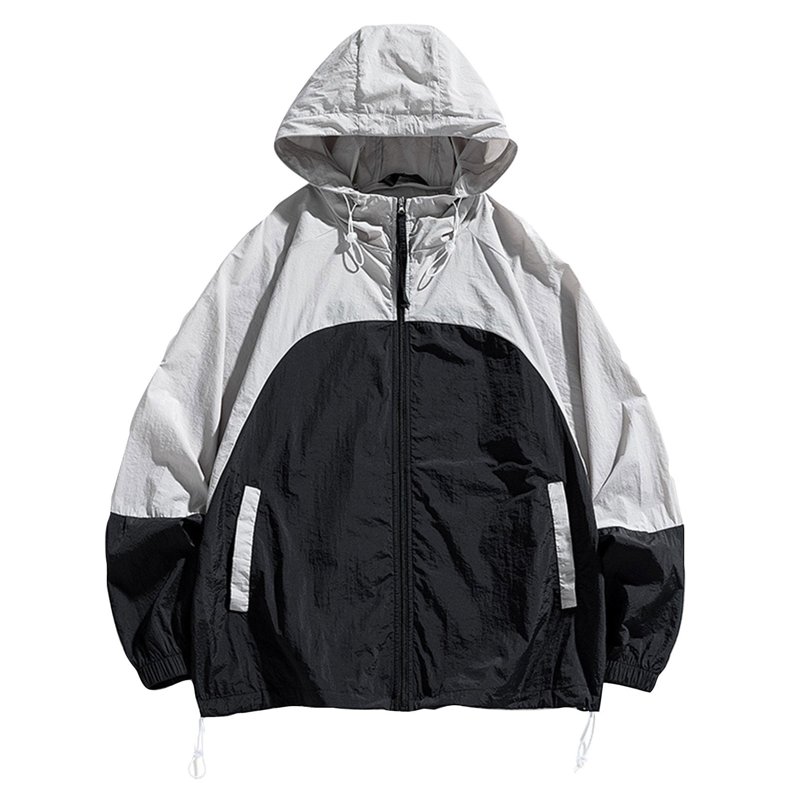 【COLOR iN ID】Zipper Windbreaker YLSDY Spring Savings Men's Color-Blocking Hooded Windbreaker