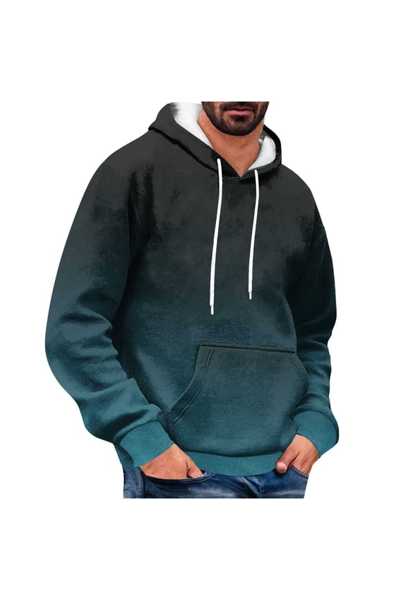 2025 Mens Hoodies Fall Fashion Oversized Long Sleeve Pullover Casual Loose Gradient Drawstring Hooded Sweatshirt Mint Green L