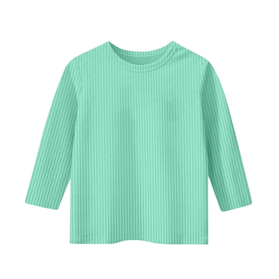 YLSDY 3/4 Length Sleeve Big Girls Tops Knit Crewneck Loose Fit Cute Shirts Pit Striped Casual Workout Three Quarter Blouses Mint Green 150