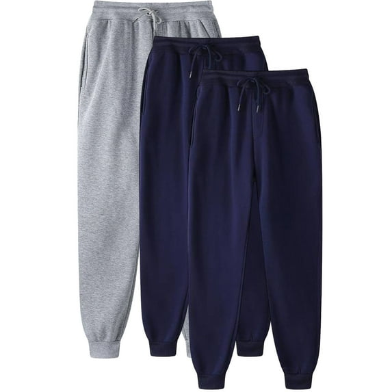 YLSDY 3 Pack Men's Heavyweight Fleece Sweatpants Baggy Elastic Waist Drawstring Sweatpants with Pockets Joggers Trousers Gray 8