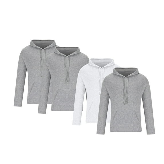 YLSDY 4 Pack Men's Hoodies, Basic Solid Drawstring Casual Long Sleeve Tops Pullover Hooded Sweatshirt with Pocket Gray L