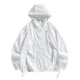 thumbnail image 1 of YLSDY Fashion Men's Lightweight Hooded Windbreaker Jacket Drawstring Zip Up Long Sleeve Windproof Outdoor Sports Coats with Pockets White M, 1 of 6