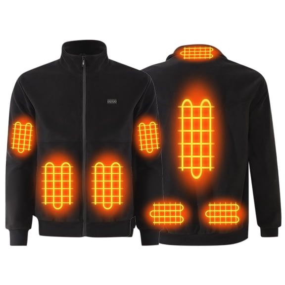 YLSDY 8 Zone Heating Jacket USB Charging Insulation Fleece Long Sleeve Casual Outwear Outdoor Winter Men's Wear Black L