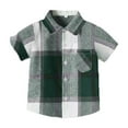 thumbnail image 1 of YLSDY Baby Boy's Short Sleeve Shirt Lapel Shirts Turn Down Collar Button Up T-Shirts Comfy Kids Tops Clothing Cartoon Set for Toddler Little Boys Plaid Splice T-Shirts Green 5Years, 1 of 2