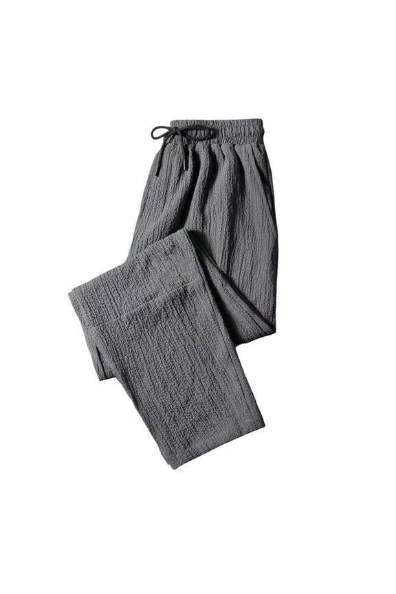 Baggy Casual Pants for Men Fall Straight Leg Lightweight Beach Lounge Pants Breathable Drawstring Loose Trousers Dark Gray XXXXXL