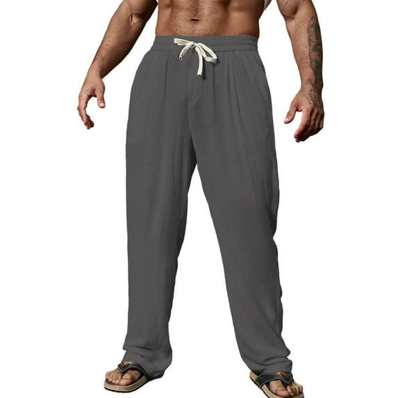 YLSDY Baggy Sweatpants Men Cotton, Drawstring Lounge Pants, Relaxed Fit, IFashion for Comfort Wide Leg Casual Pants Gray XXL