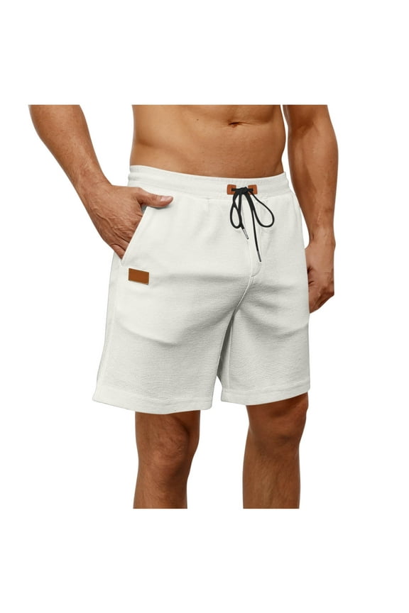 Basketball Gym Mens Shorts Moisture-Wicking Breathable Workout Running or Gym Training Short with Pockets White S