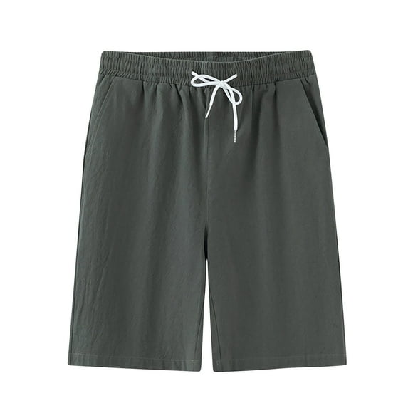 YLSDY Beach Shorts for Men Casual Linen Shorts Knee Length Sport Running Lounge Work Shorts Capri Pant Teacher Outfits Army Green XL