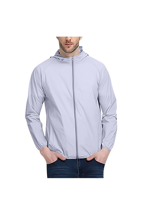 Big and Tall Hood Jackets for Men with Pockets Zip Up Sun Protection Lightweight Outwear Long Sleeve Jackets Streetwear Gray XXXXXL