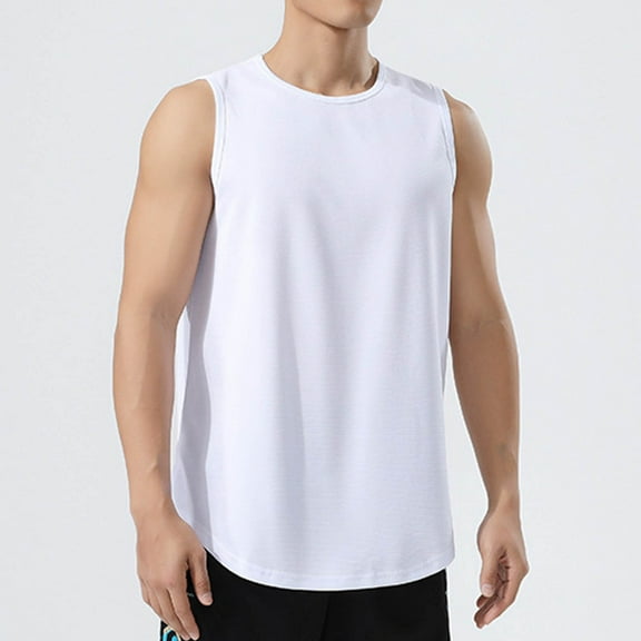 YLSDY Big and Tall Tank Tops Sleeveless Basketball Sports Bodybuilding Athletic T Shirts Water Surf Cut Off Tank Shirt 2025 White S