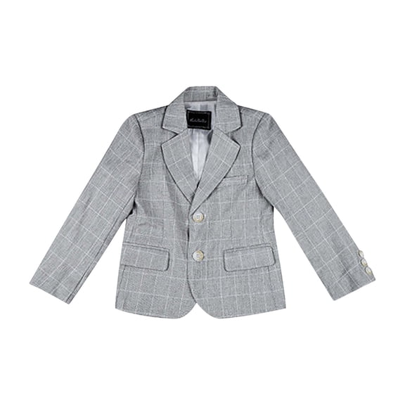 YLSDY Boys Blazer Plaid Formal Jacket Button Up Wedding Suit Coat Kids Clothes Gray 150