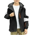 thumbnail image 1 of YLSDY Boys' Lightweight Windbreaker Jacket Hooded Zipper Sport Outdoor Coat Spring Fall Black White Black 8 Years, 1 of 6