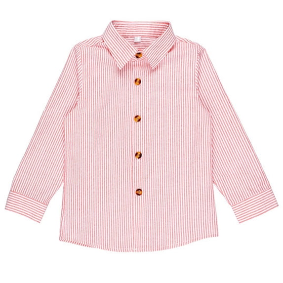 YLSDY Boys' Striped Long Sleeve Dress Shirt Button Down Formal Shirt for Wedding Party Pink 6 Years