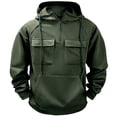 thumbnail image 1 of YLSDY Cargo Hoodies for Men Sweatshirts Quarter Zip Fleece Pullover Outdoor Workout Gym Tactical Hoodie with Pockets Army Green L, 1 of 6