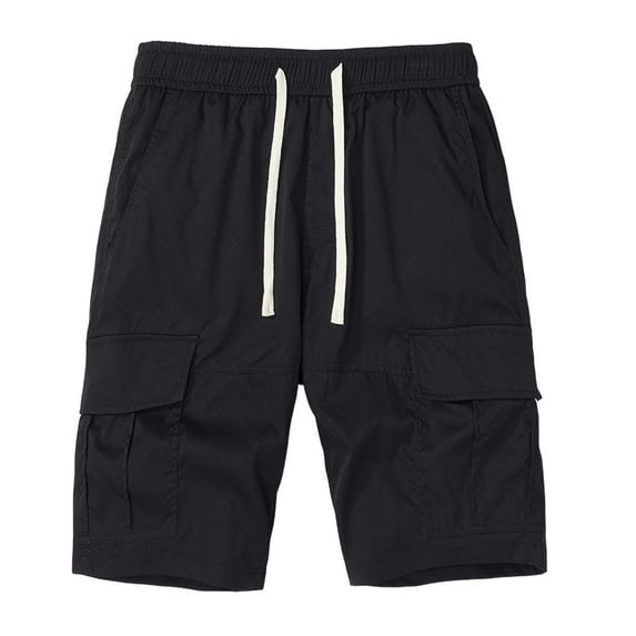 YLSDY Cargo Shorts Casual Drawstring Elastic Waist Short Pants Button Up Pockets Flowy Fashion Solid Color Sweat Shorts Black M