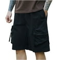 thumbnail image 1 of YLSDY Cargo Shorts for Men Drawstring with Zipper Pockets Quick Dry Lightweight Athletic Short Pants Running Workout Hiking Black L, 1 of 9