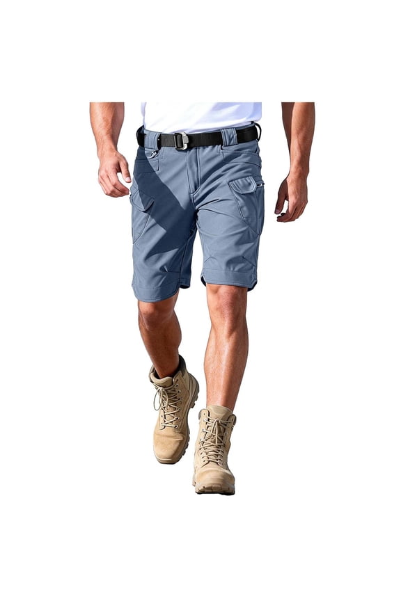 Cargo Shorts for Men Waterproof Outdoors Work Shorts Knee Length Baggy Elastic Waist Hiking Shorts with Pockets Gray M