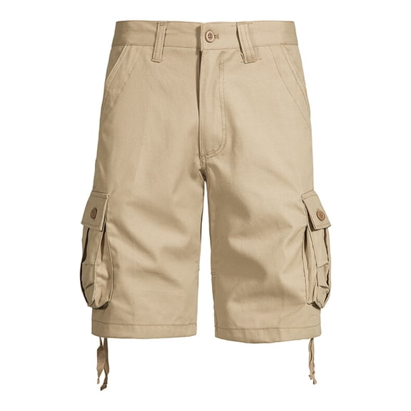 YLSDY Cargo Shorts for Men with 6 Pockets Relaxed Fit Golf Shorts Button Classic Elastic Waist Hiking Shorts Summer Baggy Jorts Khaki XXL