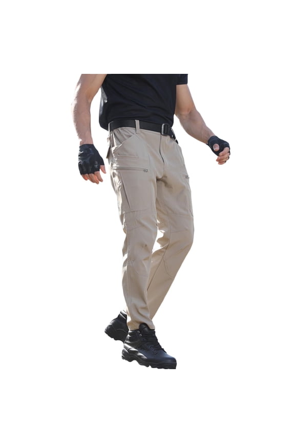 Cargo Tactical Pants Men Baggy Lightweight Workout Athletic Hiking Pants High Waisted Trousers with Pockets Khaki XXXL