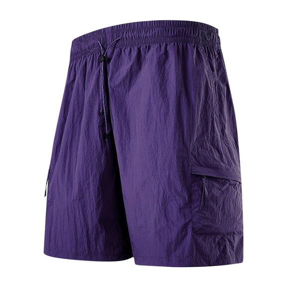 YLSDY Casual Cargo Shorts for Men Summer Loose Tropical Vacation Half Pants Basketball Outdoor Exercise Shorts with Pockets Purple XXXL