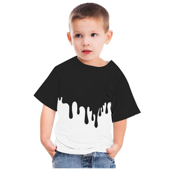 YLSDY Children Boy Girl Color Block Tshirts Boat Neck Tee Tops for Child Short Sleeve Thin Summer Fall Shirts 2025 White 4-5 Years
