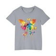 thumbnail image 1 of YLSDY Children Girl Butterfly Print Tshirts Round Neck Tee Tops for Child Short Sleeve Thin Summer Fall Shirts 2025 Gray 5 Years, 1 of 5