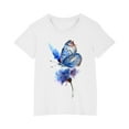 thumbnail image 1 of YLSDY Children Girls T-Shirt Flower Butterfly Graphic Kids Tees Soft Comfy Cotton Short-Sleeve Casual Tops White 7 Years, 1 of 5