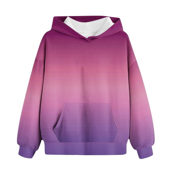 YLSDY Clearance Cute Hoodies for Teen Girls Trendy Preppy Hooded Sweatshirts Oversized Long Sleeve Shirts Gradient Clothes for Girls Multicolor 9 Years