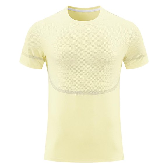 YLSDY Compression Shirts Men Short Sleeve Athletic Workout Shirts Cool Dry Sports Baselayer Undershirts Gym Tops Yellow L
