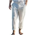 thumbnail image 1 of YLSDY Cotton Linen Pants for Mens Casual Loose Fit Elastic Waist Quick Dry Breathable Trousers Summer Sports Beach Pant White L, 1 of 6
