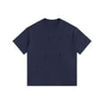 thumbnail image 1 of YLSDY Cotton Shirts for Men Short Sleeve Casual Streetwear T-Shirt Fashion Holes Ripped Tee Top Vintage Solid Color Oversized Navy XXXXXL, 1 of 2