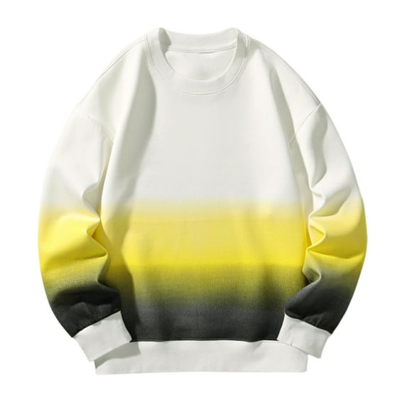 YLSDY Crewneck Sweatshirts Men Fall Winter Basic Tops Fashion Gradient Pullover Shirts Loose Lounge Blouse Plus Size Tops White XXXXL
